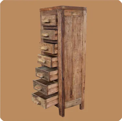 Produktbild von Altholz Teak Holz massiv | Schubladenschrank | Highboard Apothekerschrank schmal