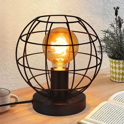 Produktbild von ZMH Tischlampe Vintage Tischleuchte Schwarz Retro Nachttischlampe Lampe E27 Fassung aus Metall Schlafzimmerlampe - Leuchtmittel Exklusiv