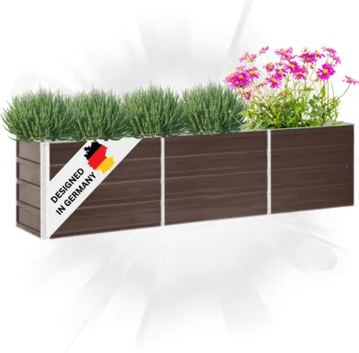 Produktbild von DELUKE® Hochbeet für Garten OSKAR Braun | 240x40x45cm | Verzinkter Stahl | Wetterfest | Gartenbeet Kräuterbeet Blumenbeet Beet hoch Frühbeet für Garten Gemüsebeet