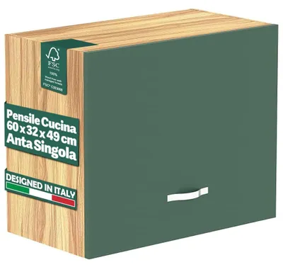 Image de Armoire murale Shally pour cuisine, armoire suspendue, armoire en bois, polyvalente