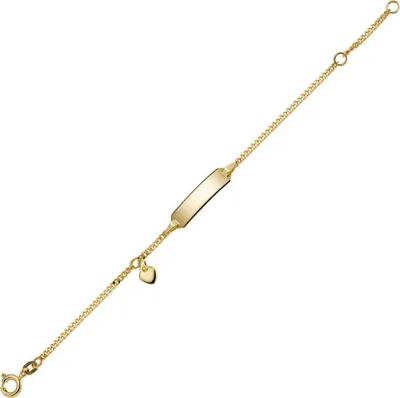 Produktbild von Armband Armkette mit Herz 585 Gold Gelbgold 16cm Identbändchen für Kinder