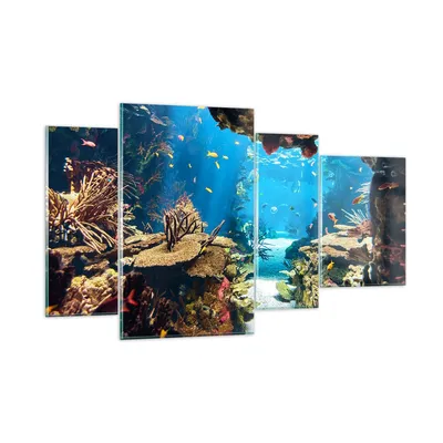 Produktbild von Bilder auf glas - Ozean Riff Fische Koralle - 120x70cm - Glasbilder - Wandbilder - Kunstdruck - zum Aufhängen bereit - Wanddekoration aus Glas - Glas Bilder - Wandbild auf Glas - GDL120x70-2872