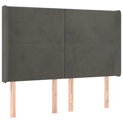 Produktbild von vidaXL Kopfteil mit Ohren Dunkelgrau 147x16x118/128 cm Samt