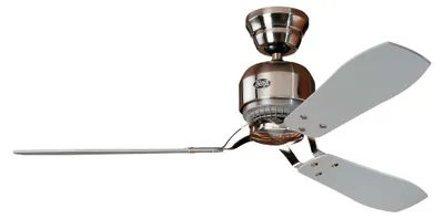 Image de Ventilateur de plafond avec interrupteur mural Industrie II Chrome 132 cm