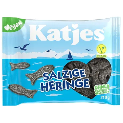 Produktbild von Katjes Salzige Heringe Lakritz vegan salziger Geschmack 210g