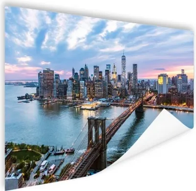 Produktbild von MuchoWow® Poster New York - Brooklyn Bridge - Boot 180x120 cm - Fotoplakat