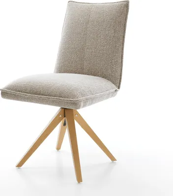Produktbild von DELIFE Drehstuhl Lelio-Flex Webstoff Soft Beige Holzgestell kantig Natur 360° drehbar Taschenfederkern