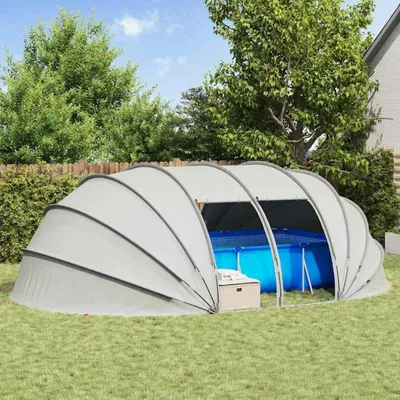 Produktbild von Poolzelt Kuppel Grau 538 x 440 x 204 cm mit Poolabdeckung