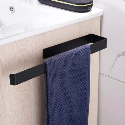 Obrázek produktu pro Držák na ručníky – Bez vrtání – Pro zavěšení ručníků – Nerezová ocel – 36 cm – Černý