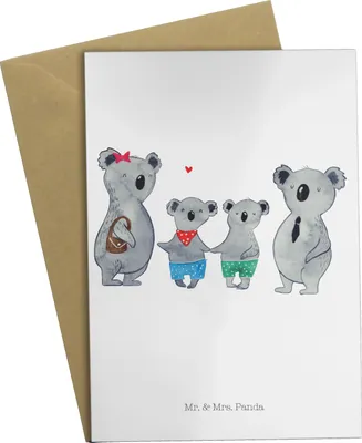 Produktbild von Mr. & Mrs. Panda Grußkarte Koala Familie zwei - Weiß - Geschenk, einladungskarten, Koalabär, kommunionskarte, hochzeitskarten, Muttertag, vatertagskarte, weihnachtskarten