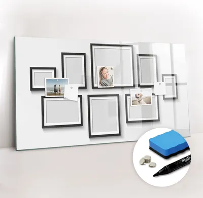 Produktbild von Magnetpinnwand Memoboard - Zubehörsatz - Schwarzer Marker + Schwamm + Magnete - 120 x 60 cm - Schwarzer Rahmen
