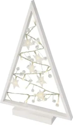Imagen del producto de Decoración LED: árbol de Navidad iluminado con adornos, 40 cm, funciona con 2 pilas AA, para uso interior, luz blanca cálida, con temporizador, modelo DCWW27