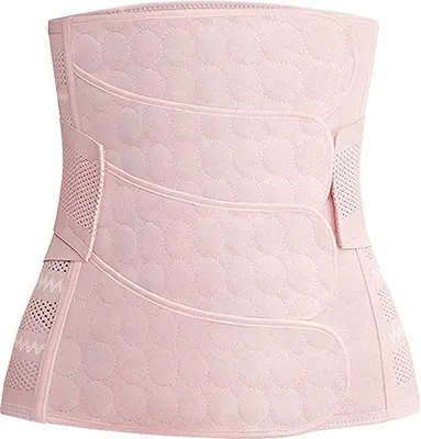 Immagine prodotto di Cintura post-parto Unyqoos® a 4 pezzi – fascia di supporto per addome, schiena e vita, adatta sia per il parto naturale che per il parto cesareo, colore rosa, taglia XL (96–107 cm, 68–77,5 kg)