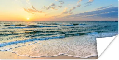 Produktbild von MuchoWow® Poster Strand - Meer - Sonnenuntergang - Golf 150x75 cm - ohne Rahmen