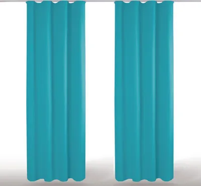Produktbild von 2x Gardinen Microfaser mit Kräuselband (Türkis), Größe: 140x145cm