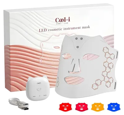 Produktbild von Cool-i® LED-Gesichtsmaske mit 4 Lichtfarben – Kabellos & Tragbar – Für ergänzende Hautpflege mit Rot-, Blau-, Infrarot- & Gelblicht
