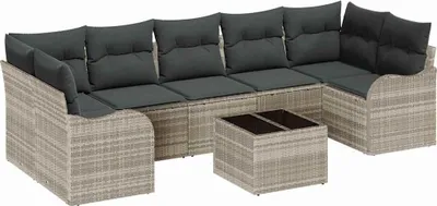 Image de Ensemble de canapés de jardin vidaXL, gris clair, 55 x 55 x 37 cm, en rotin synthétique