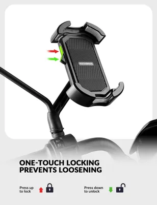 Produktbild von ROCKBROS Handyhalterung Fahrrad Handyhalter Motorrad, Universal Handy Halterung für Smartphone Schwarz(Rückspiegel)