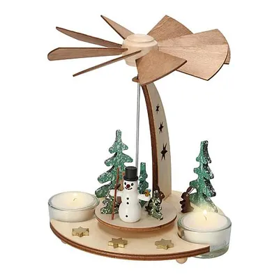 Produktbild von Drechslerei Kuhnert 24014 Teelichtpyramide mit Schneemann 24014