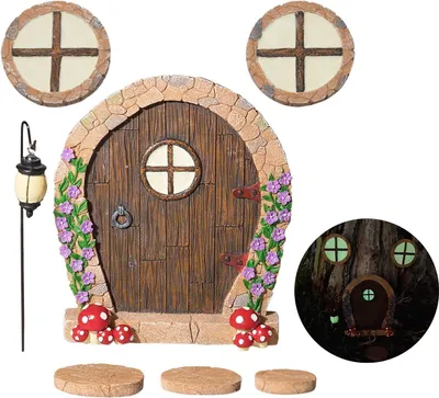 Productafbeelding van Sprookjesdeur voor Tuin - Miniatuur Decoratie - Magische Tuin Creëren - Glow in the Dark - N.v.t. - N.v.t.
