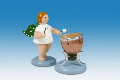 Produktbild von Holzfigur Engel mit Pauke ohne Krone Höhe 6cm NEU