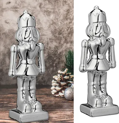 Produktbild von Deko Nussknacker Dolomit H19cm silber Dekofigur Weihnachtsdekoration Figur Skulptur