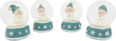 Produktbild von 4er-Set Schneekugeln mit Schneemann in Türkis, 6 cm, Weihnachtsdekoration