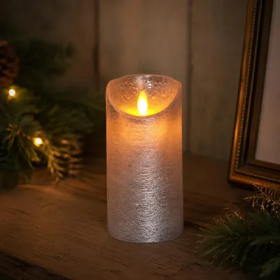 Produktbild von Anna's Collection Led stumpfe Kerze - Silber - 15 x D7,5 cm