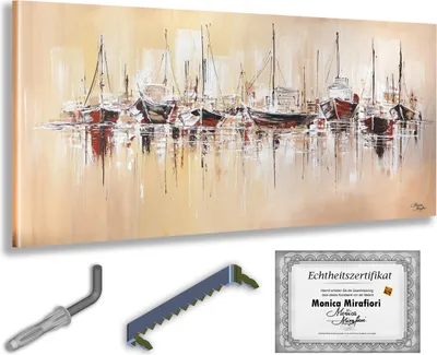 Immagine prodotto di Monica Mirafiori I 100% DIPINTO A MANO I Quadro "Regata" 100x50cm | Quadro dipinto a mano | Quadro acrilico | Quadro acrilico molto grande I Quadri d'arte moderna I Quadri d'arte