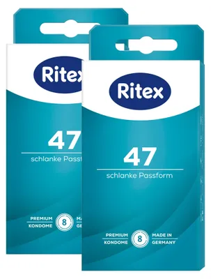 Productafbeelding van Ritex 47 Condooms, 16 stuks - Veilige pasvorm, klein condoom, gemaakt in Duitsland