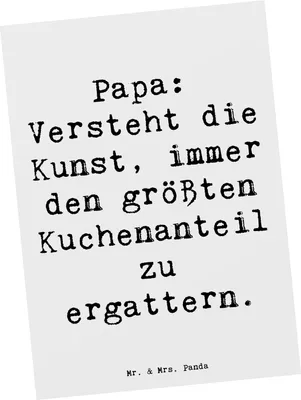 Produktbild von Mr. & Mrs. Panda Postkarte Spruch Papa Kuchenmeister - Weiß - Geschenk, Daddy, Handarbeit, Ansichtskarten, Witz, Lächeln, Dessert, Kuchen, bildkarte, Dad, Grußkarte