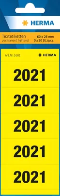 Obrázok produktu pre HERMA 1681 HERMA Ordner-Inhaltsschild "2021", 60 x 26 mm, bedruckt