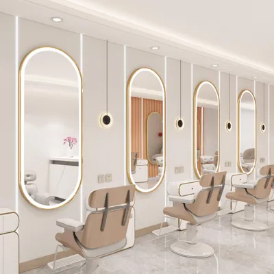 Produktbild von LED-Frisierspiegel mit Aluminiumrahmen – für Salon und Friseurarbeitsplatz 170x70 STD