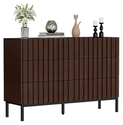Productafbeelding van Kommode met 6 lades, afmetingen 73,4 x 34,5 x 100 cm, donkerbruin