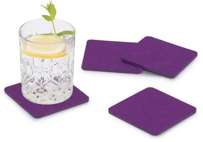 Obrázok produktu pre Filcové podložky pod poháre, štvorcové, balenie po 8 ks, fialové