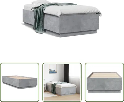 Produktbild von The Living Store Bettgestell Betongrau 90x190 cm Holzwerkstoff
