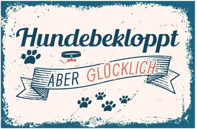 Produktbild von vianmo Holzschild 20x30 cm Hundebekloppt aber Glücklich blau