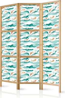 Zdjęcie produktu dla Parawan japoński Zwierzęta 135x172 cm 3-częściowy beżowy