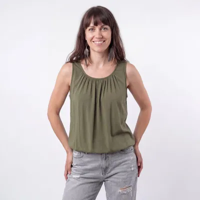 Produktbild von Sommer Top Damen Trägertop mit Gummibund 38 40 42 44 46 48 Stretchtop Viskose