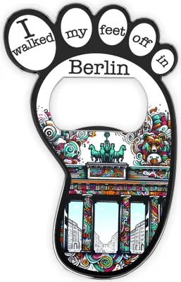 Produktbild von United1871 Berlin Kühlschrankmagnet Flaschenöffner – Metallischer Fußabdruck-Magnet mit integriertem Flaschenöffner – Berlin Souvenir