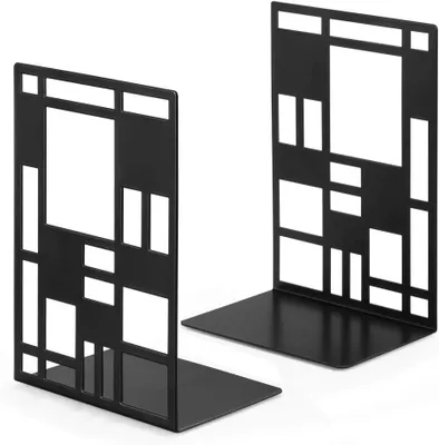 Produktbild von Buchstütze Metall 12x9x17,5 cm, schwarze Buchhalter, stabil und stark, für Bücher und CDs