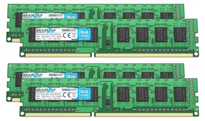Produktbild von BRAINZAP 32GB DDR3 RAM DIMM PC3-12800U 2Rx8 1600 MHz 1.5V CL11 Computer PC Arbeitsspeicher (4x 8GB)