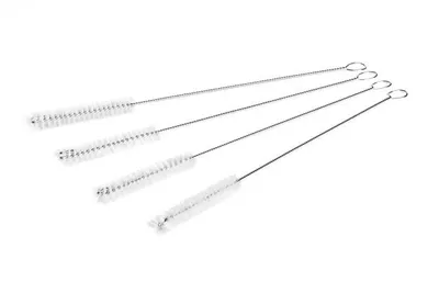 Four cleaning brushes of varying lengths are arranged diagonally on a white background.