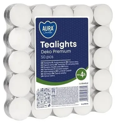 Obrázok produktu pre Podstavce na čajové sviečky, 4 hodiny, 50 kusov, balenie PF10R-50S, značka Aura