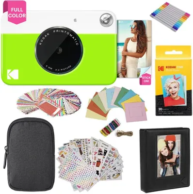 Produktbild von KODAK Printomatic Sofortbildkamera (Grün) Geschenkpaket + Zinkpapier (20 Blatt)