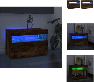 Obrázek produktu pro vidaXL TV skříňky 2 ks s LED světly kouřový dub 60x35x40 cm - TV nábytek