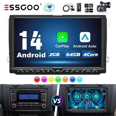 Obrázok produktu pre Autorádio s Androidom 14, 9 palcov, pre modely VW Golf 5, 6, Tiguan, Touran, Polo, Caddy, Passat, s funkciami Apple CarPlay, Android Auto, GPS navigáciou, DAB+, Wi-Fi, Bluetooth a 2 GB RAM