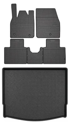 Productafbeelding van Rubberen automatten + kofferbakmat voor Ford Mustang Mach-E vanaf 2020 – 6-delig, zwart, op maat – Wielganizator SolidPRO
