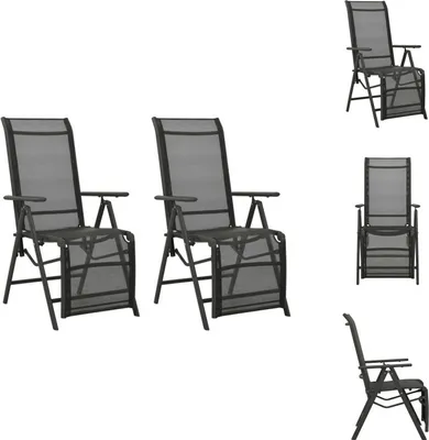 Image de vidaXL Chaises longues de jardin 2 pcs. Textilène et aluminium noir - Chaises de jardin