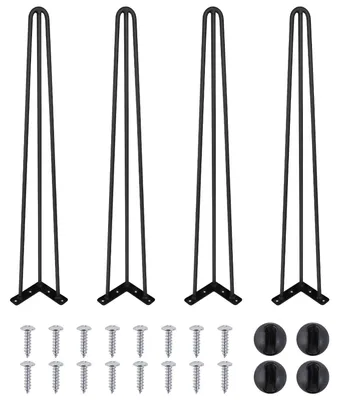 Produktbild von Hairpin Tischbeine - Möbelfuß 86 cm - Schwerlast 3-Stab Metallbeine - 4er Set - Mit Bodenschonern und Schrauben - Für Tisch und Schreibtisch